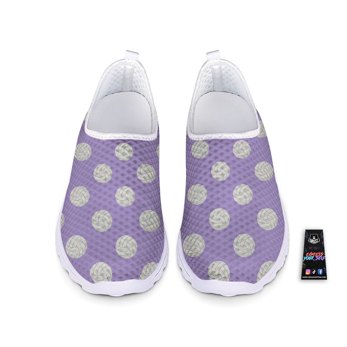 Volleyball White And Purple Print Pattern Nurse Shoes-grizzshop