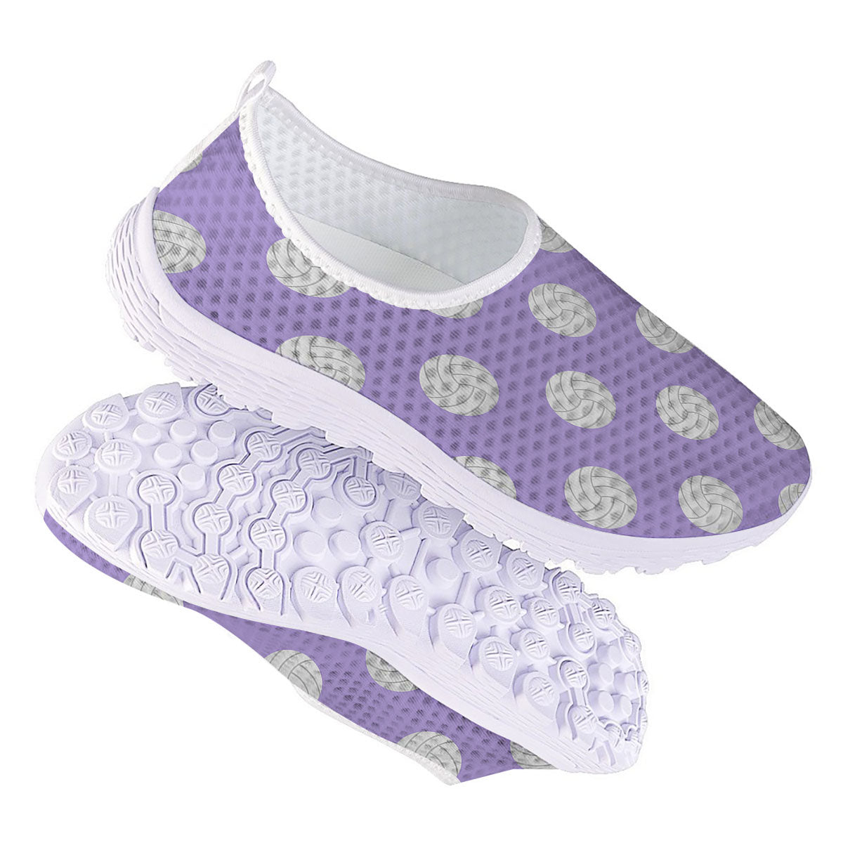 Volleyball White And Purple Print Pattern Nurse Shoes-grizzshop