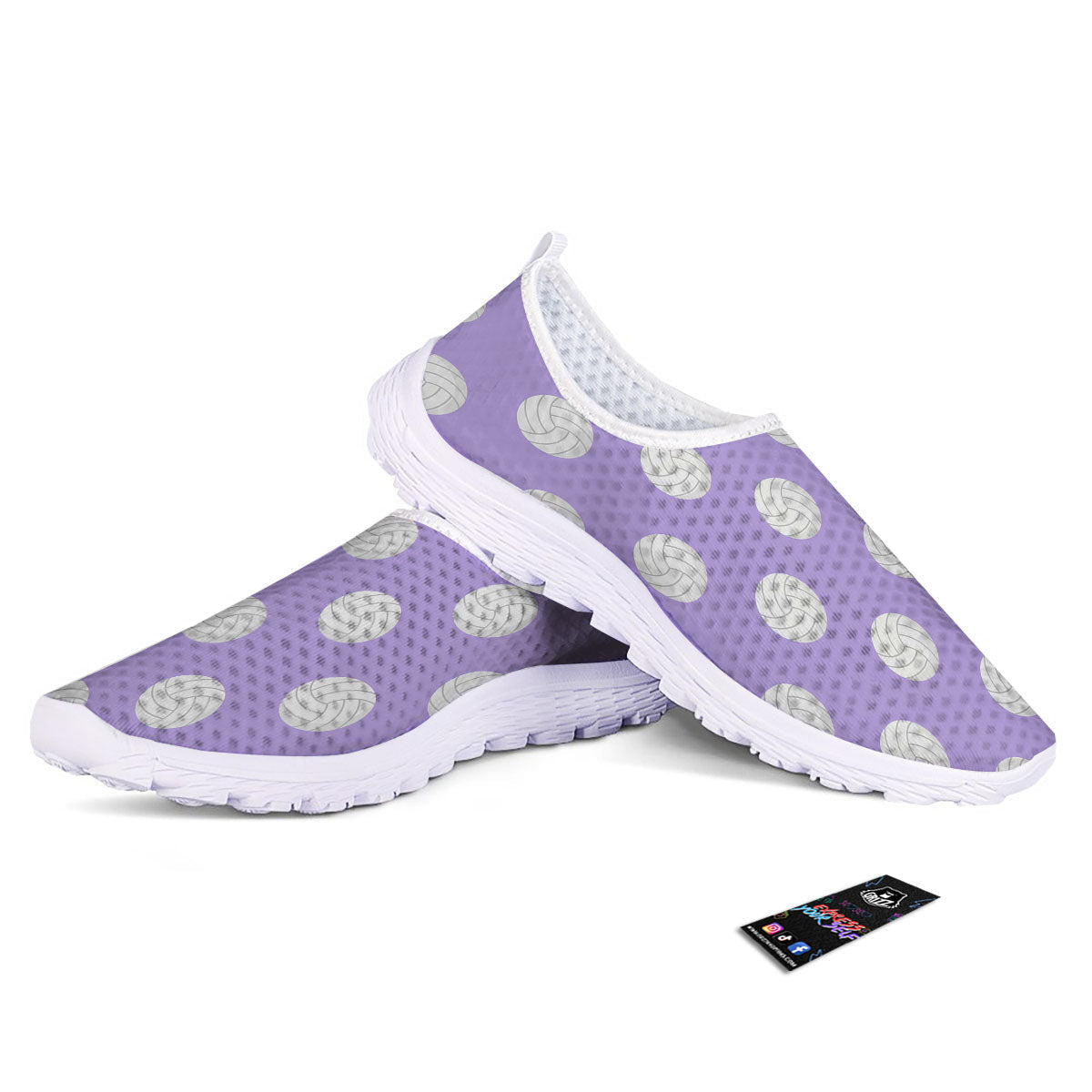 Volleyball White And Purple Print Pattern Nurse Shoes-grizzshop