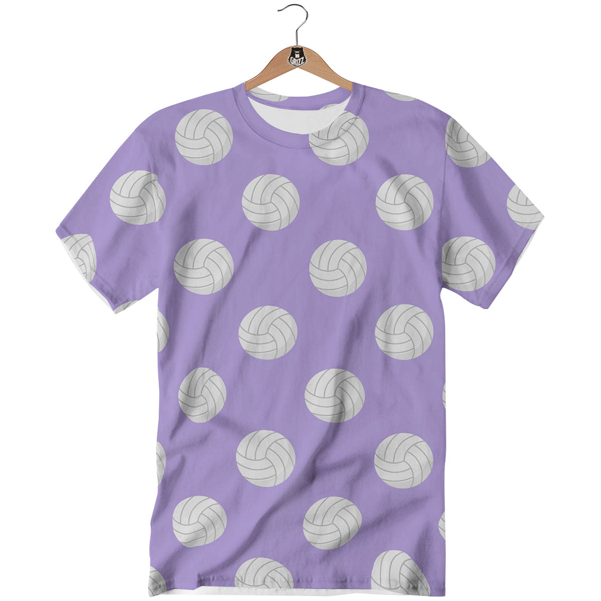 Volleyball White And Purple Print Pattern T-Shirt-grizzshop