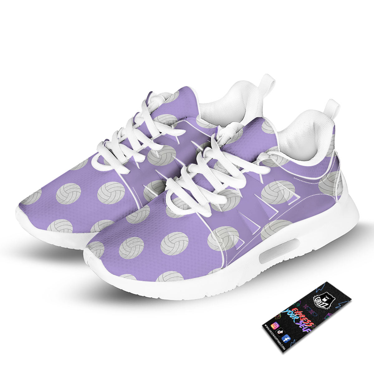 Volleyball White And Purple Print Pattern Tennis Shoes-grizzshop
