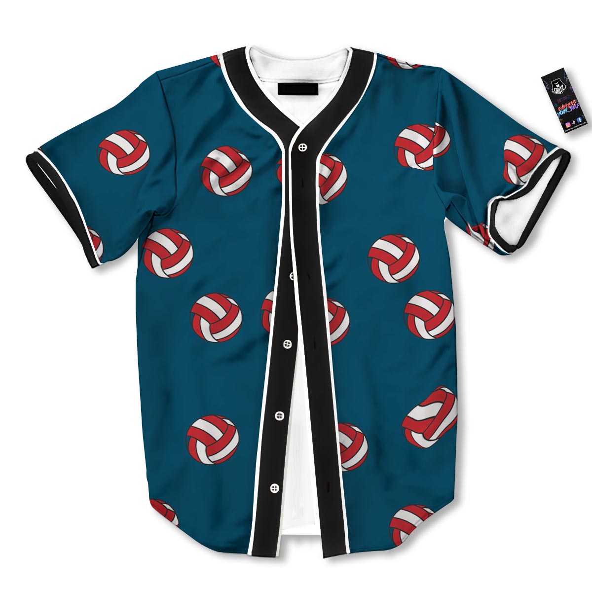Volleyball White And Red Print Pattern Baseball Jersey-grizzshop