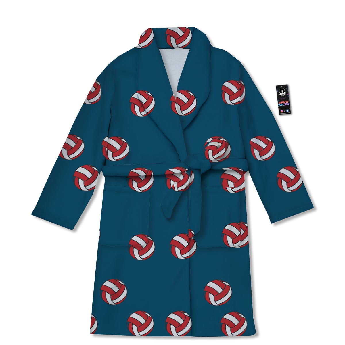 Volleyball White And Red Print Pattern Bathrobe-grizzshop