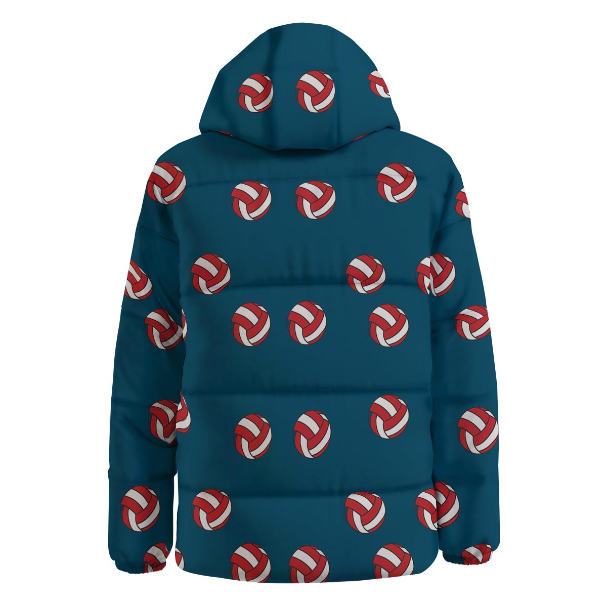 Volleyball White And Red Print Pattern Down Jacket-grizzshop