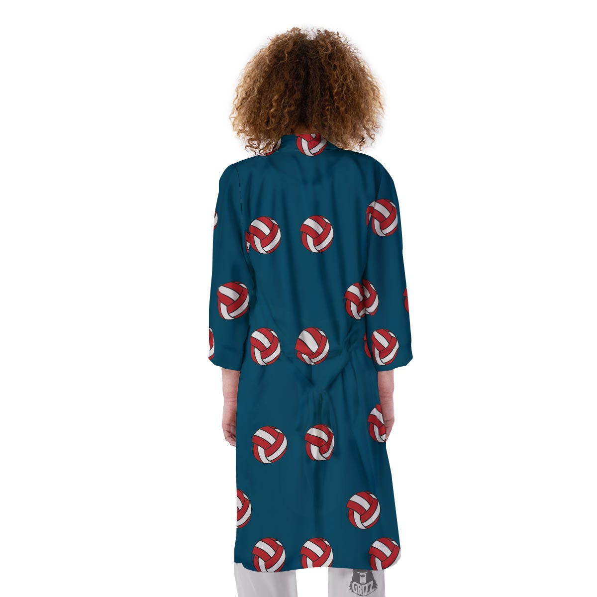 Volleyball White And Red Print Pattern Kimono-grizzshop
