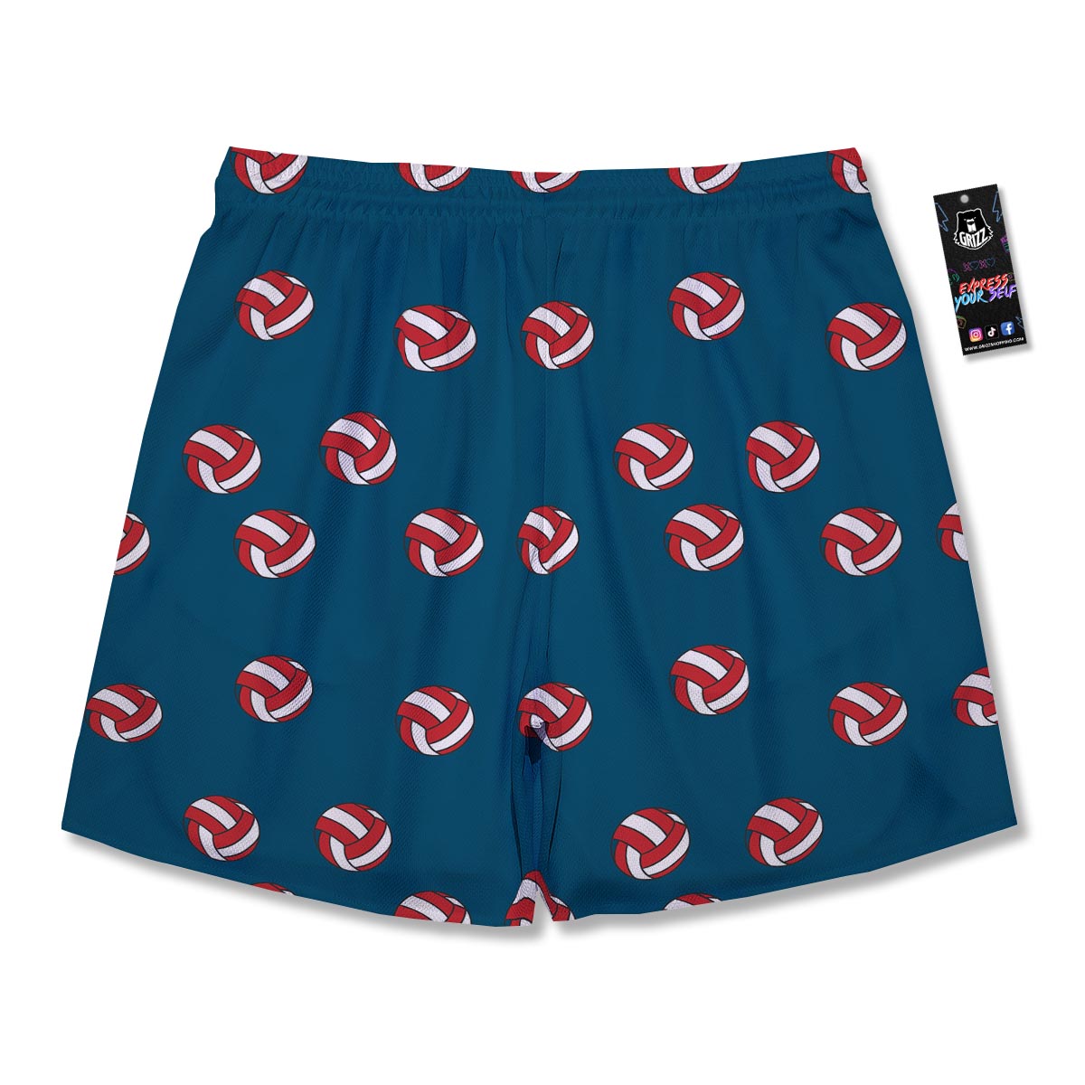 Volleyball White And Red Print Pattern Men's Running Shorts-grizzshop