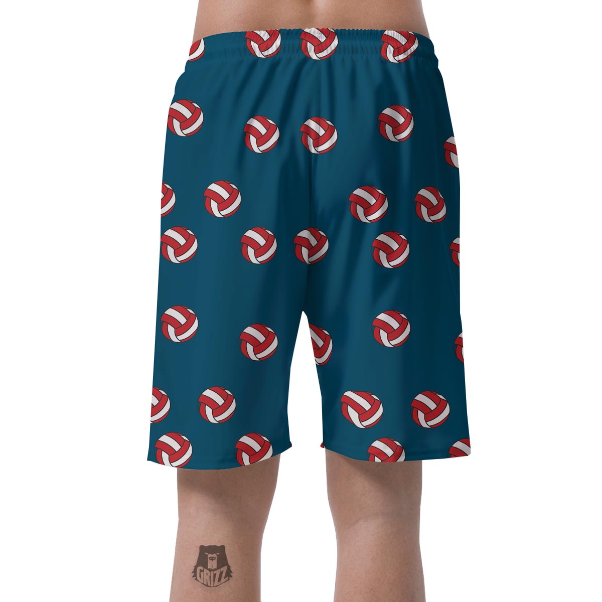 Volleyball White And Red Print Pattern Men's Shorts-grizzshop