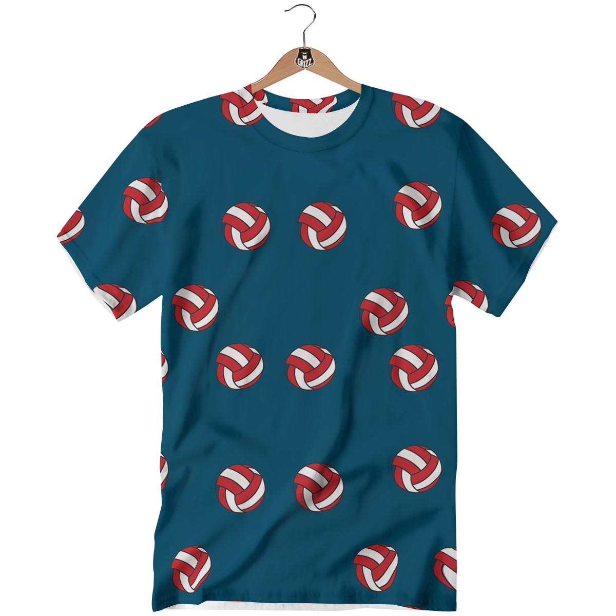 Volleyball White And Red Print Pattern T-Shirt-grizzshop