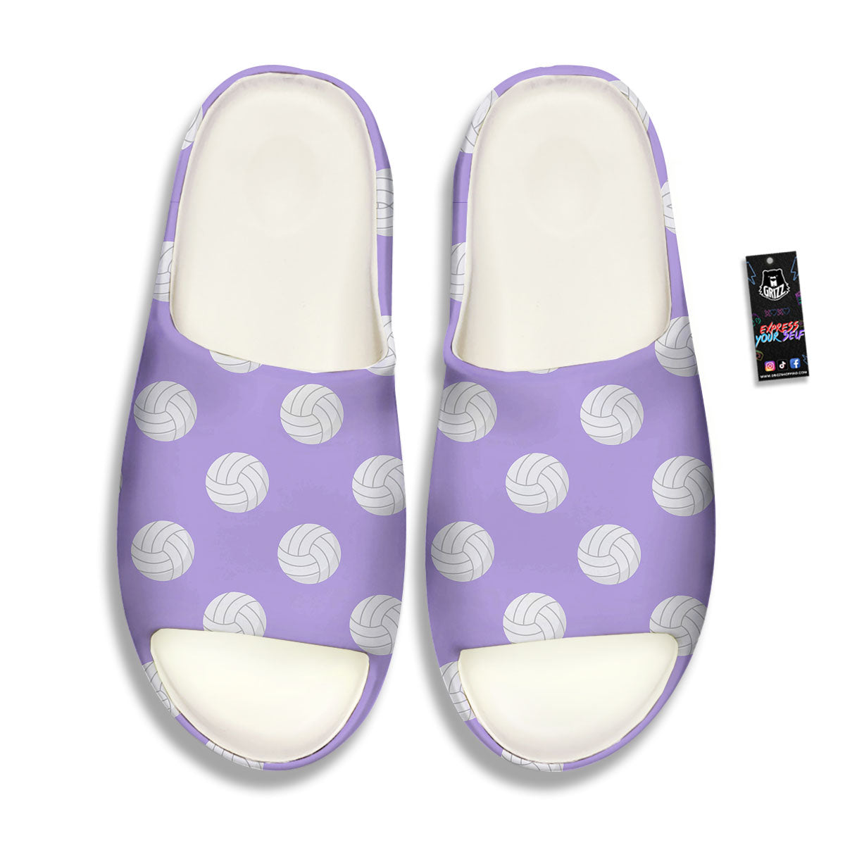 Volleyball White And Purple Print Pattern Sandals-grizzshop