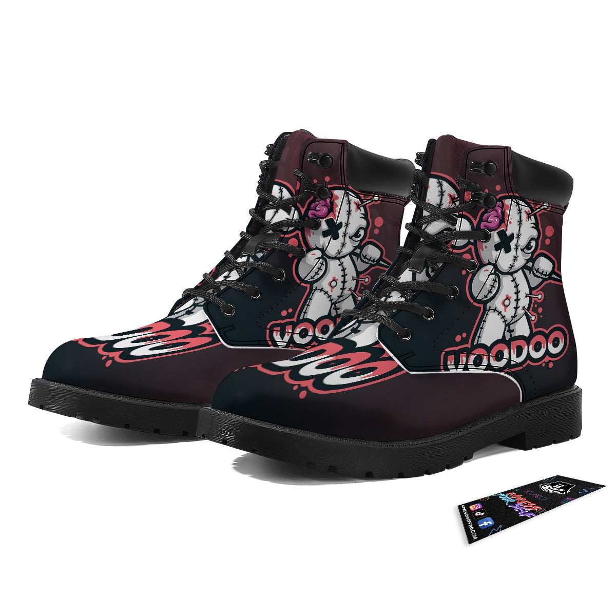 Voodoo Doll Cartoon Print Boots-grizzshop