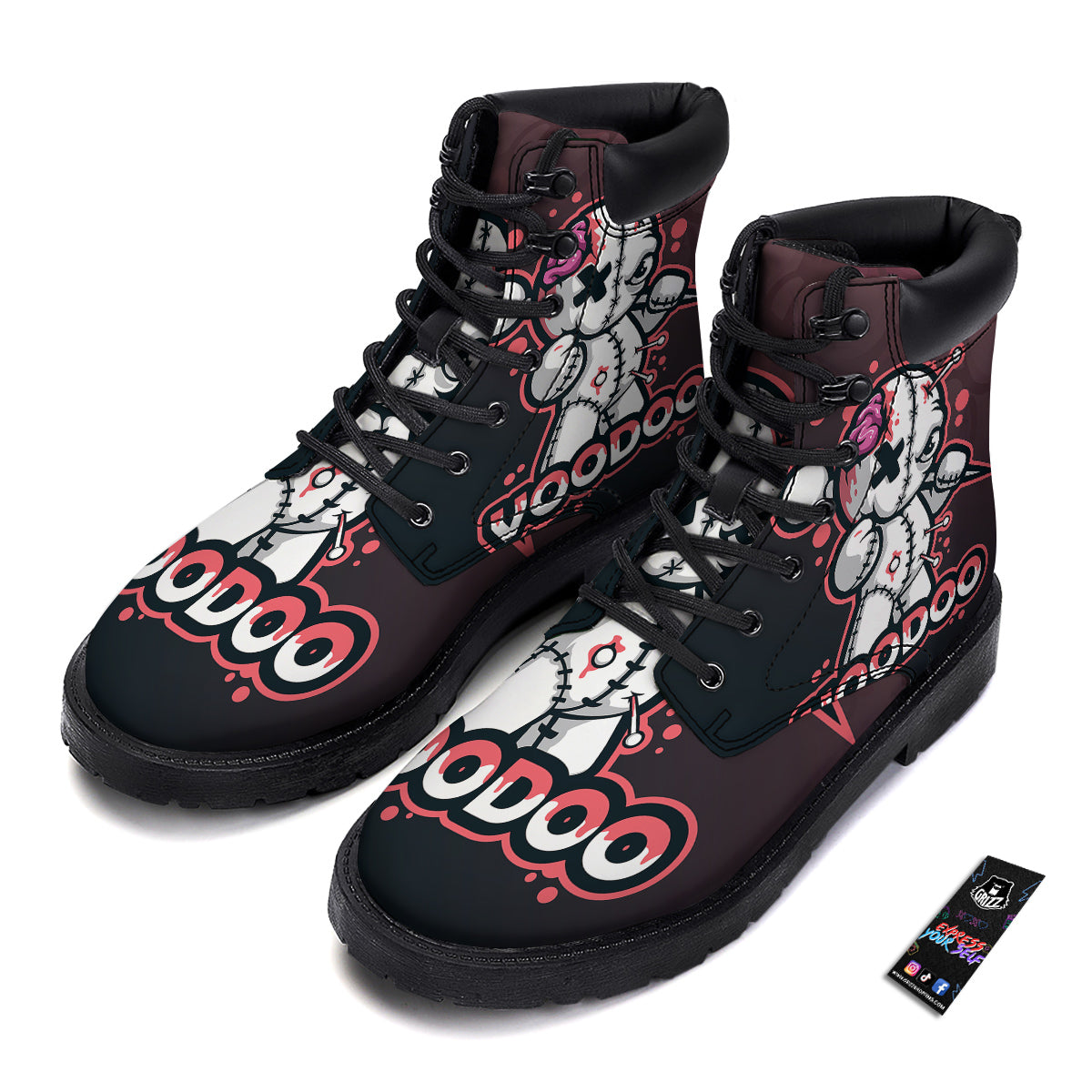 Voodoo Doll Cartoon Print Boots-grizzshop