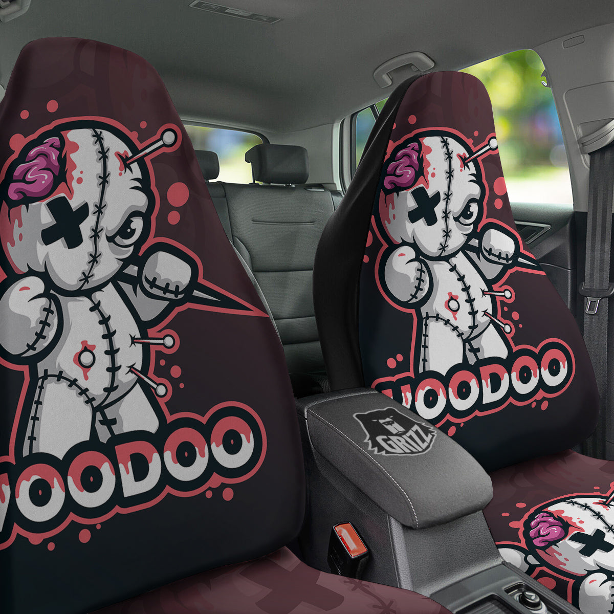 Voodoo Doll Cartoon Print Car Seat Covers-grizzshop