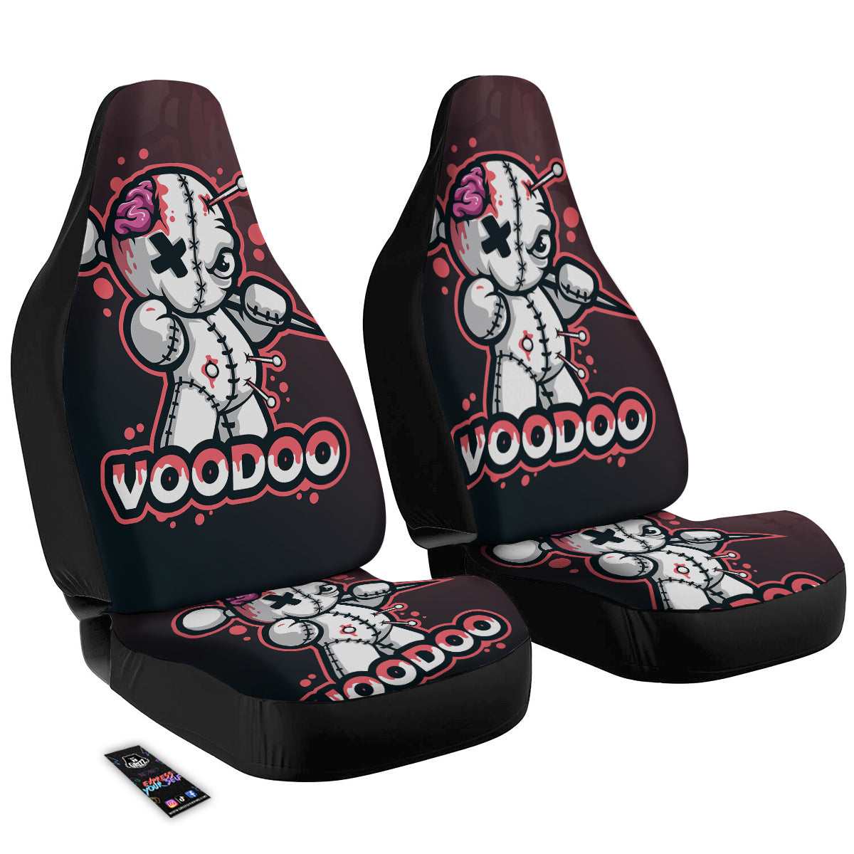 Voodoo Doll Cartoon Print Car Seat Covers-grizzshop