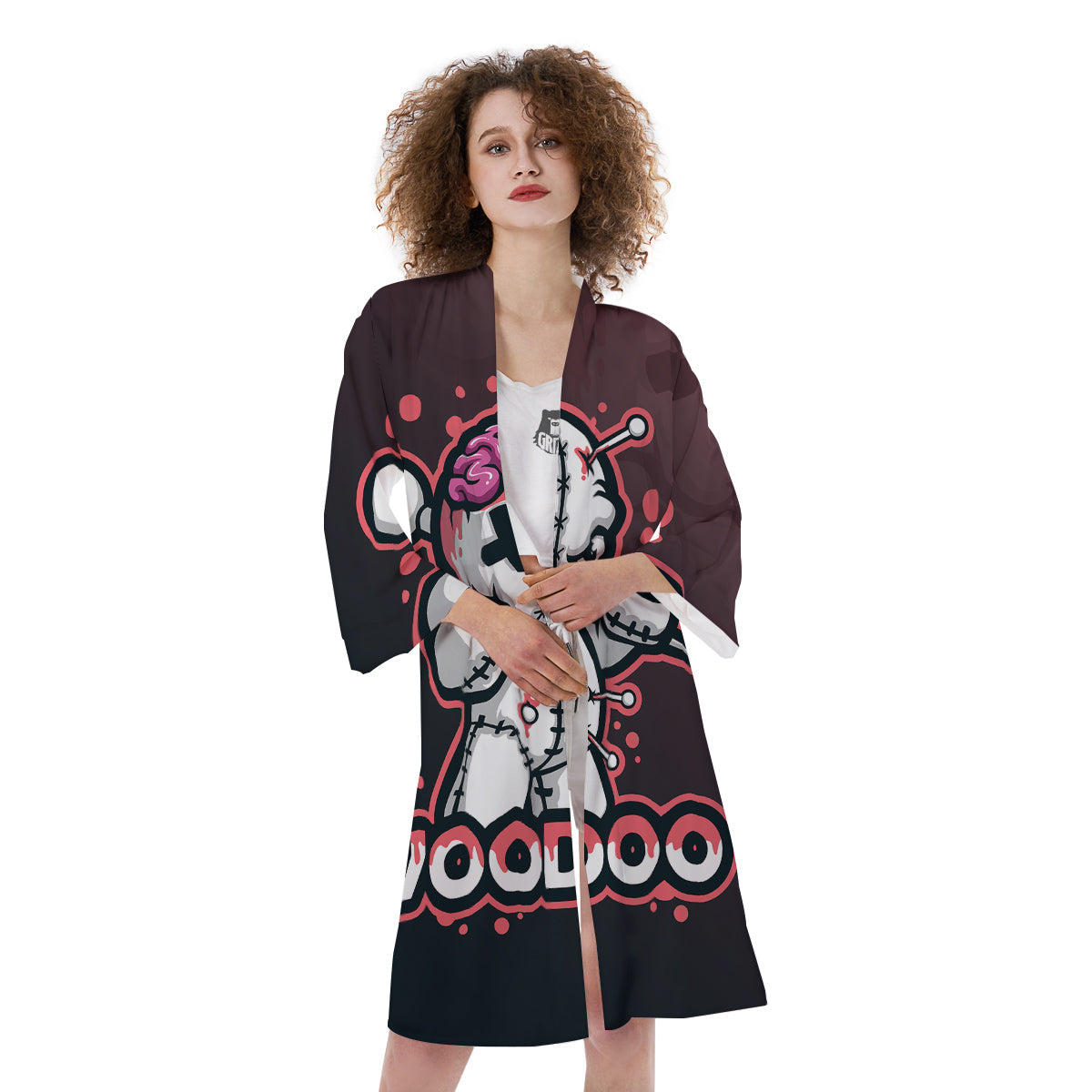 Voodoo Doll Cartoon Print Kimono-grizzshop