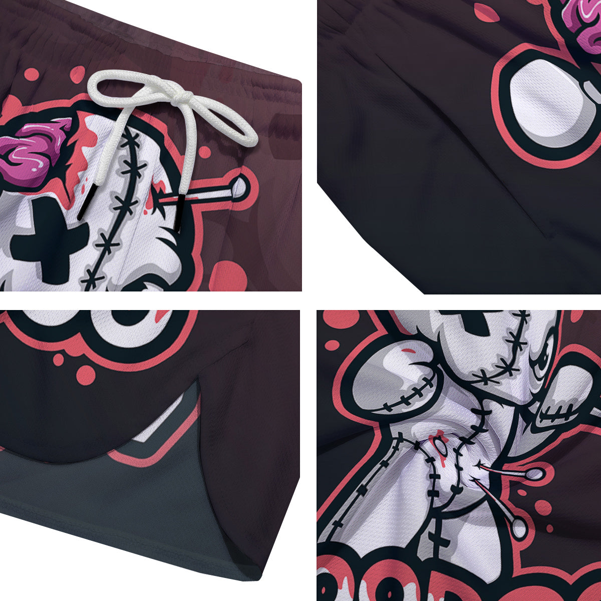 Voodoo Doll Cartoon Print Men's Running Shorts-grizzshop