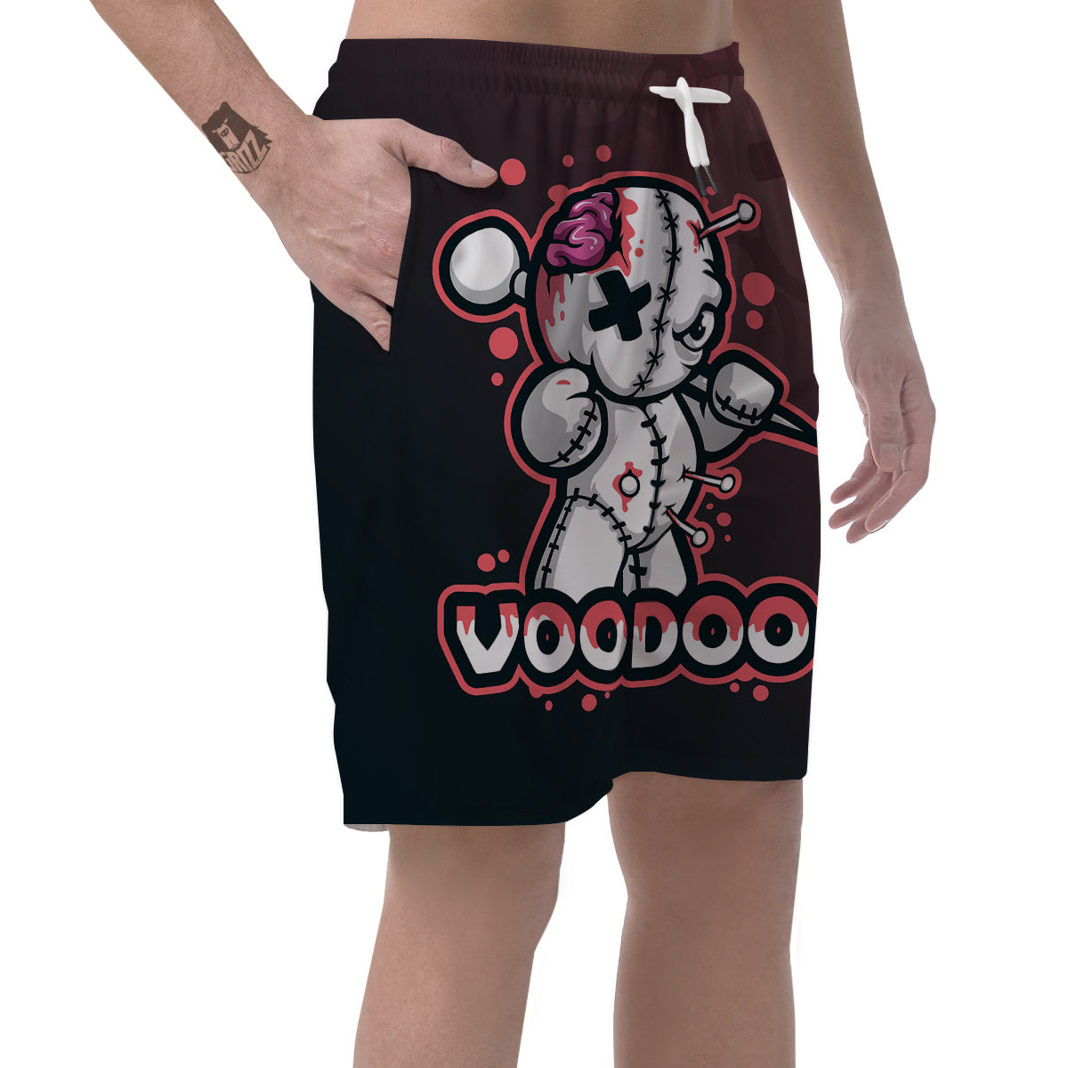 Voodoo Doll Cartoon Print Men's Shorts-grizzshop