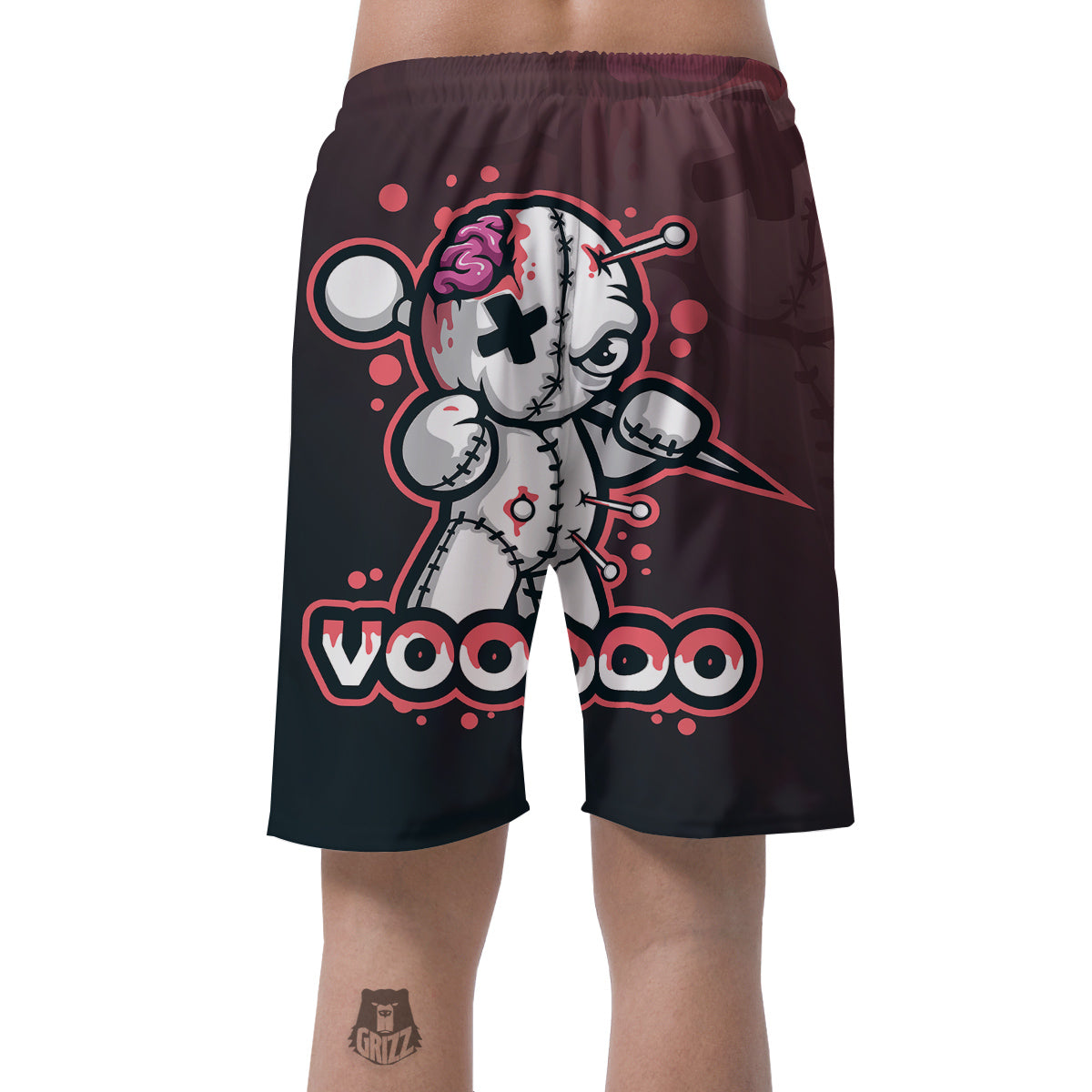 Voodoo Doll Cartoon Print Men's Shorts-grizzshop