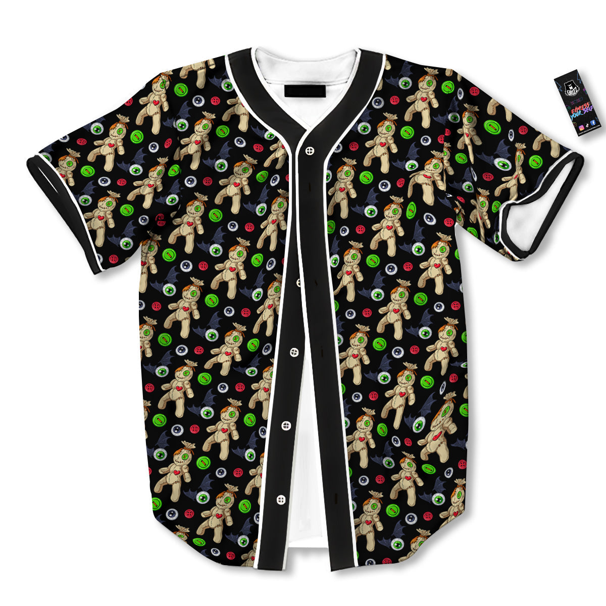 Voodoo Doll Cartoon Print Pattern Baseball Jersey-grizzshop