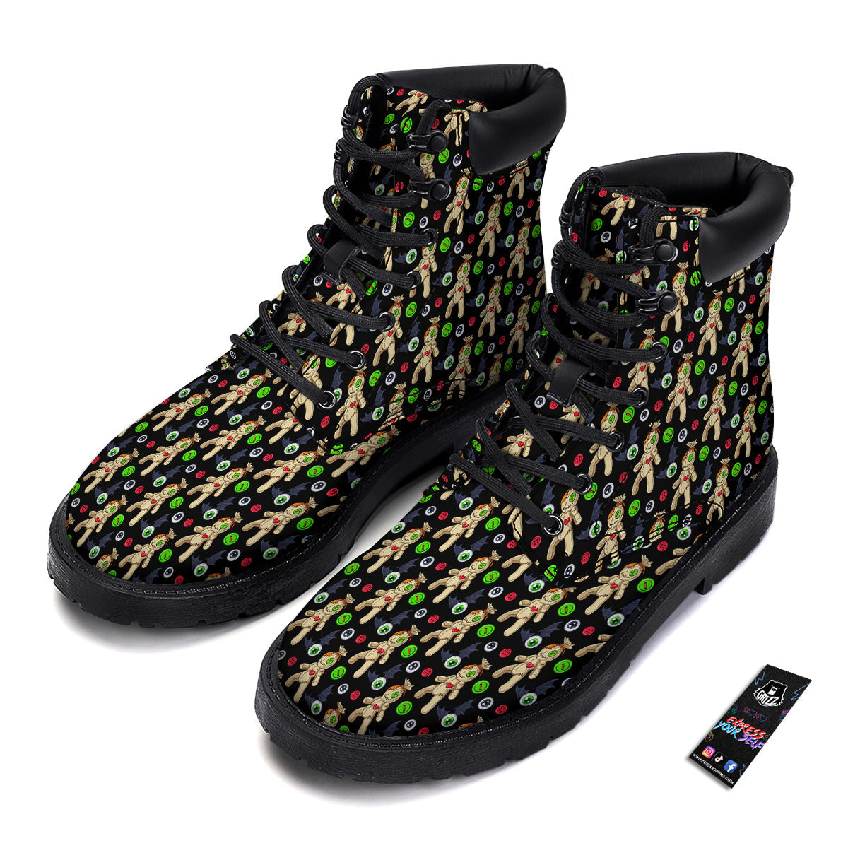 Voodoo Doll Cartoon Print Pattern Boots-grizzshop