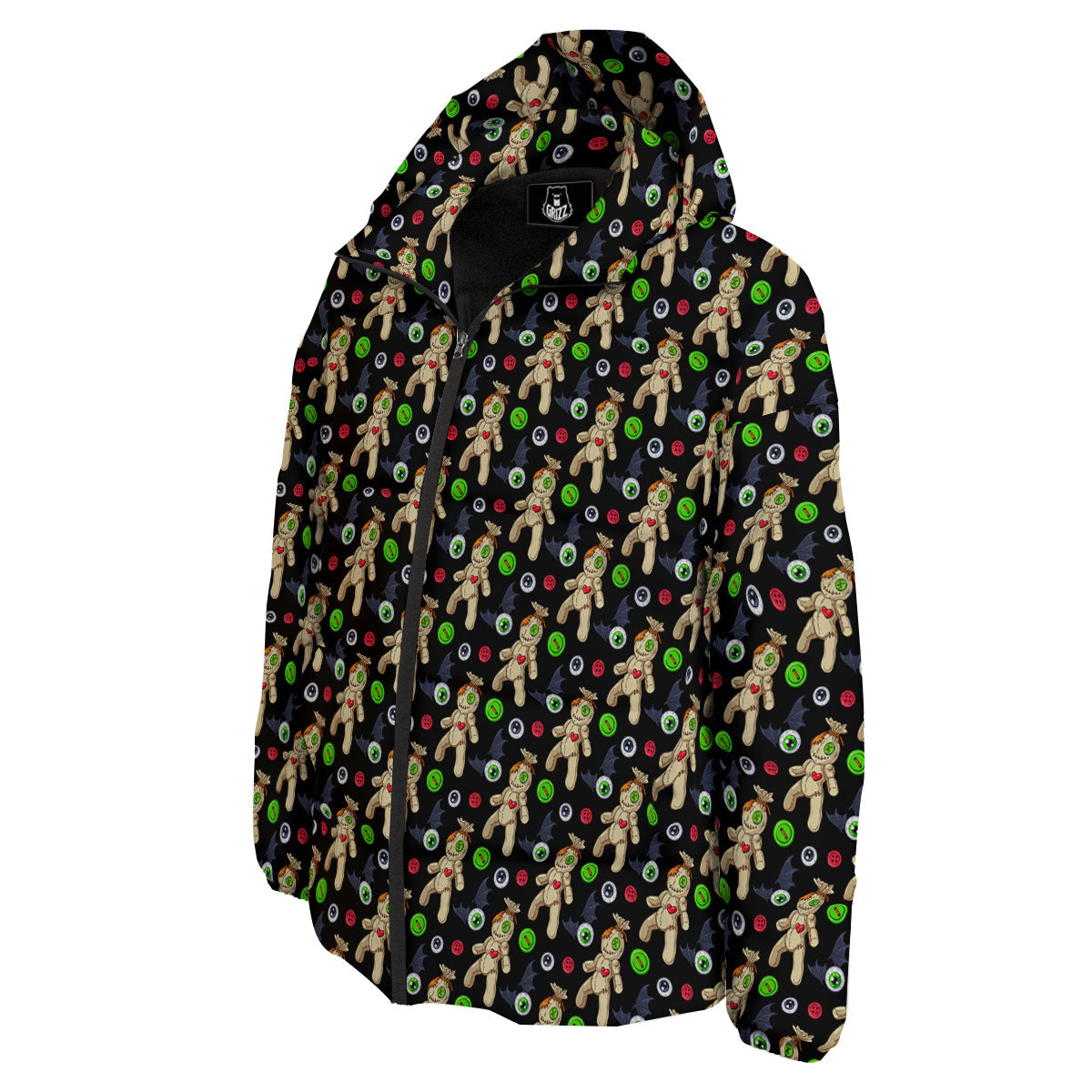 Voodoo Doll Cartoon Print Pattern Down Jacket-grizzshop