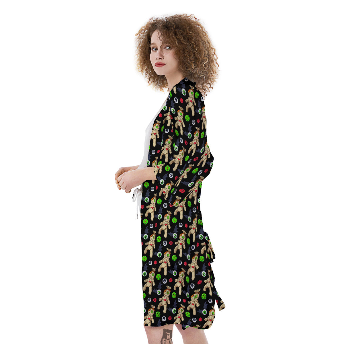 Voodoo Doll Cartoon Print Pattern Kimono-grizzshop