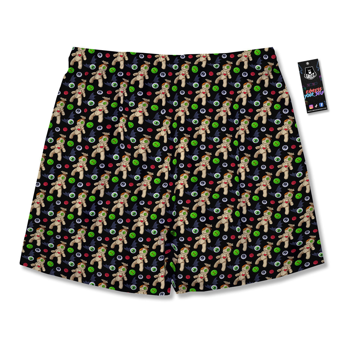 Voodoo Doll Cartoon Print Pattern Men's Running Shorts-grizzshop