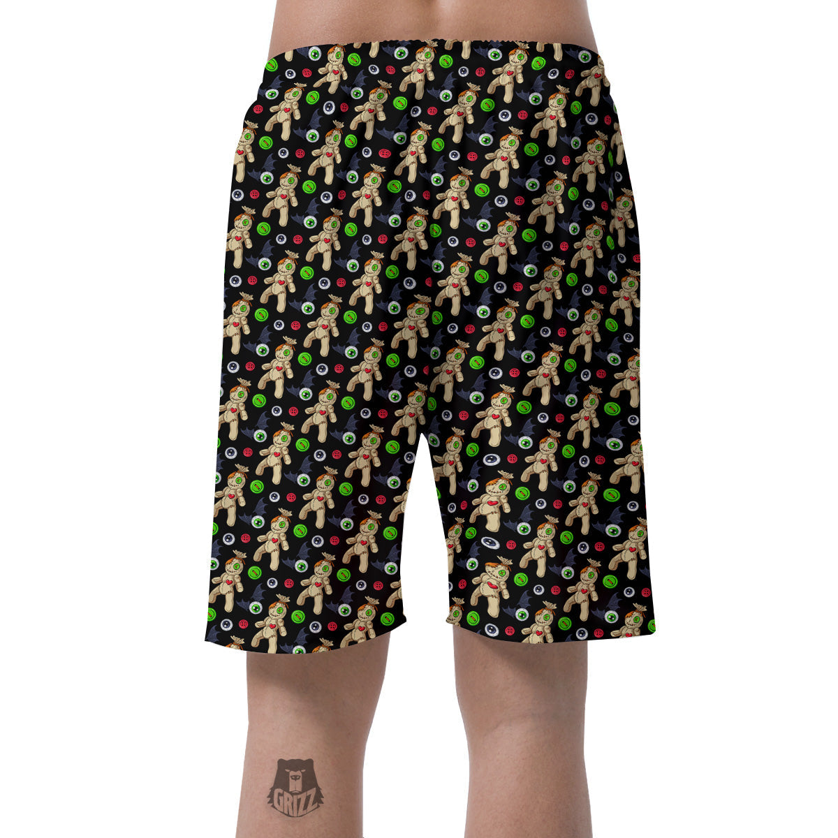 Voodoo Doll Cartoon Print Pattern Men's Shorts-grizzshop
