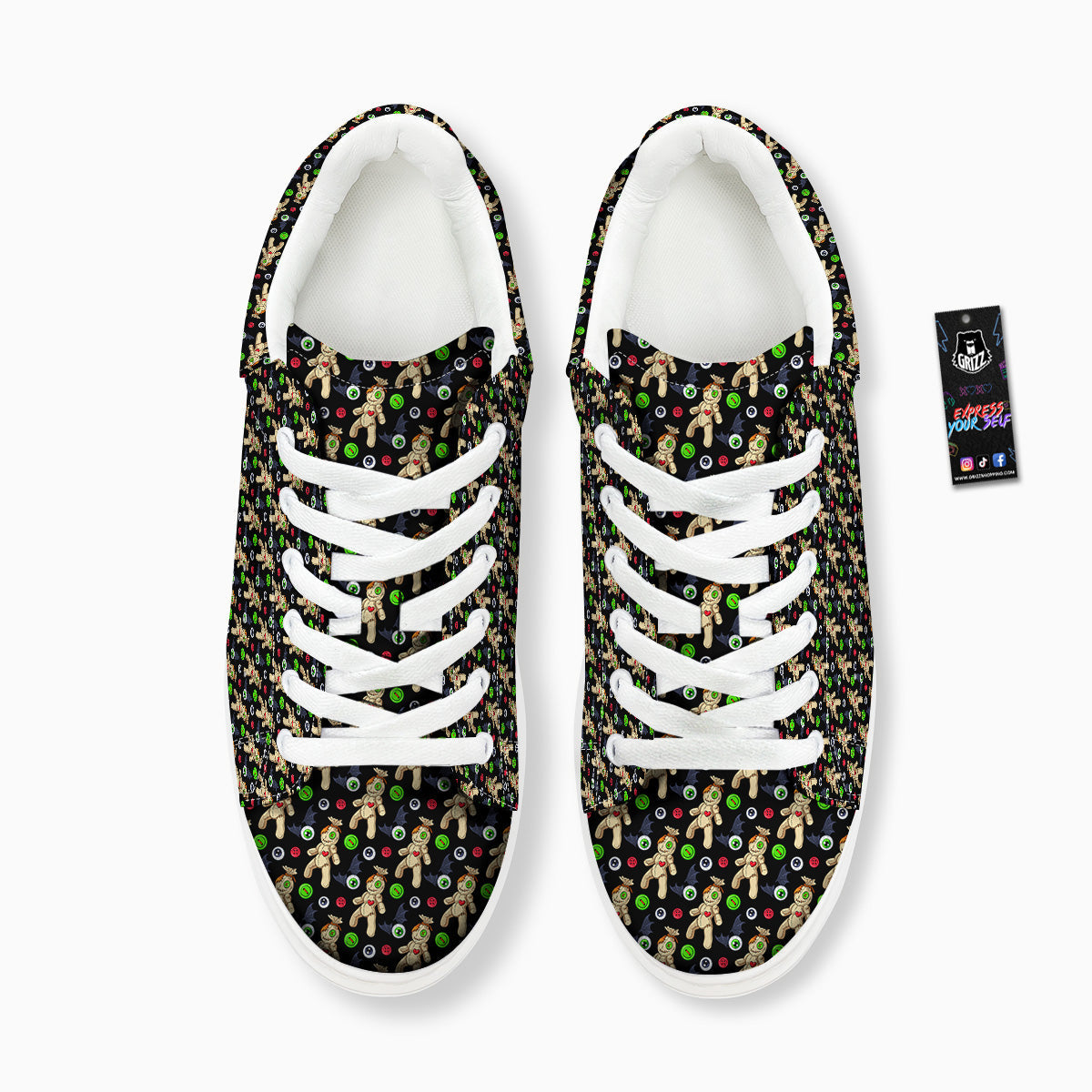 Voodoo Doll Cartoon Print Pattern Platform Shoes-grizzshop