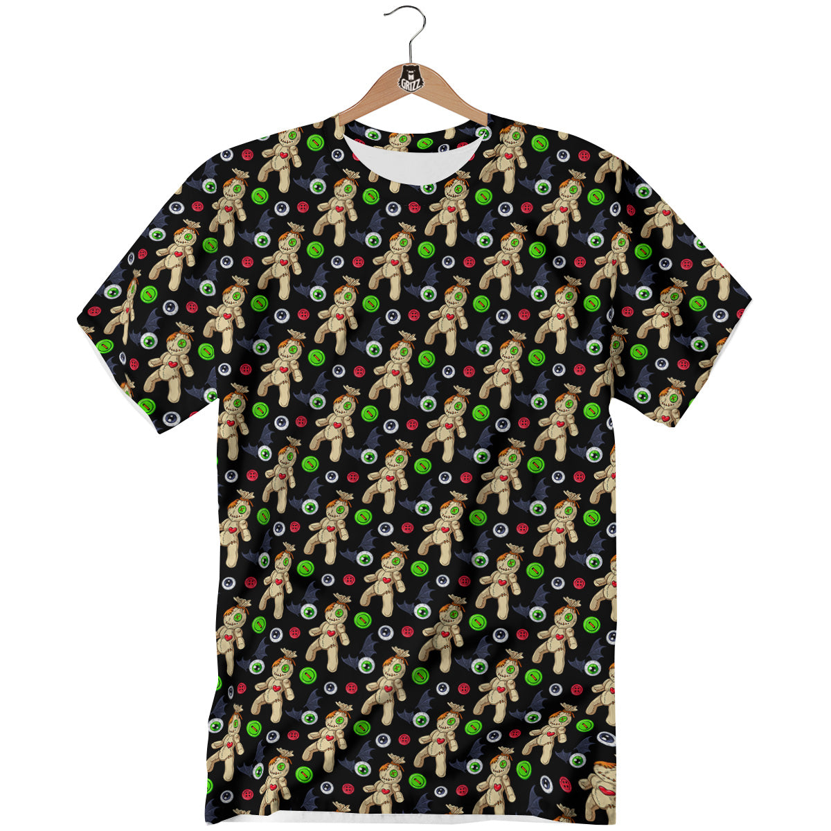 Voodoo Doll Cartoon Print Pattern T-Shirt-grizzshop