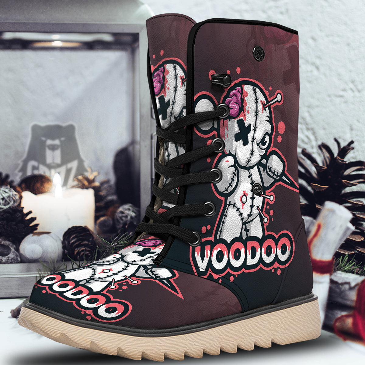 Voodoo Doll Cartoon Print Snow Boots-grizzshop