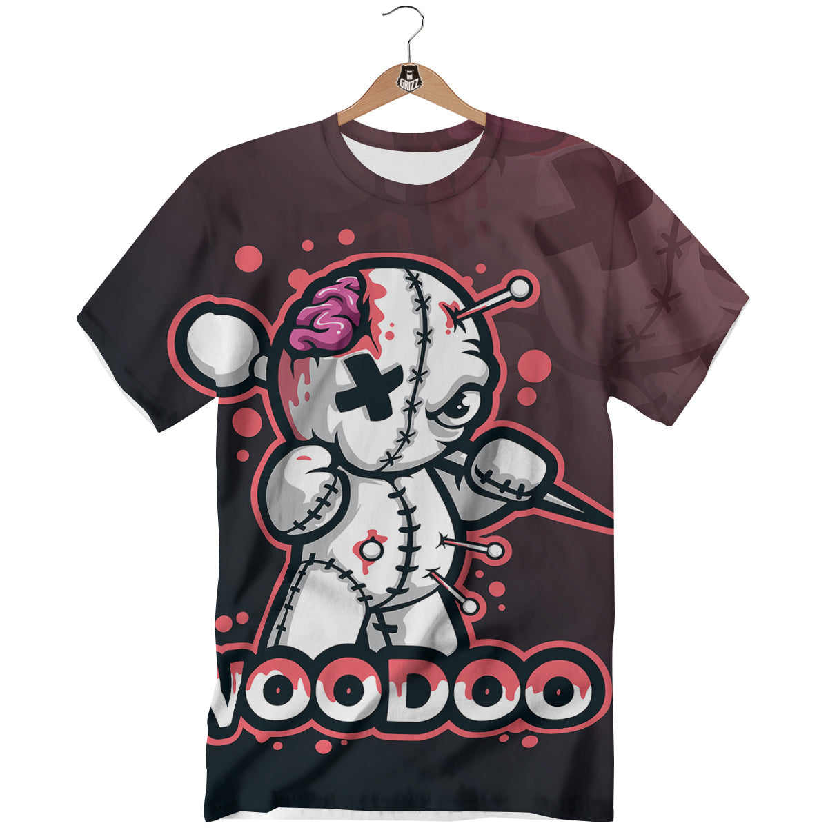Voodoo Doll Cartoon Print T-Shirt-grizzshop