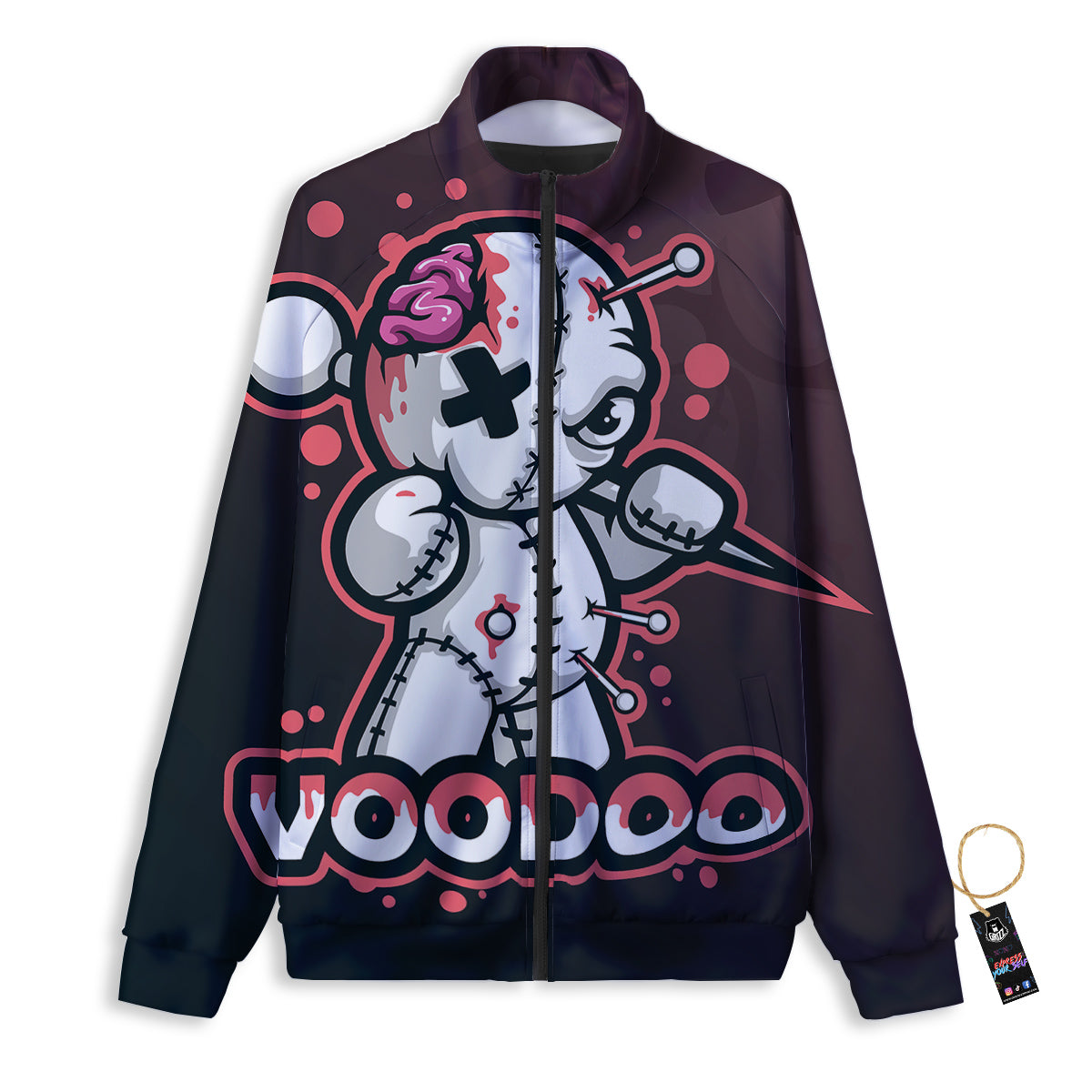 Voodoo Doll Cartoon Print Track Jacket-grizzshop