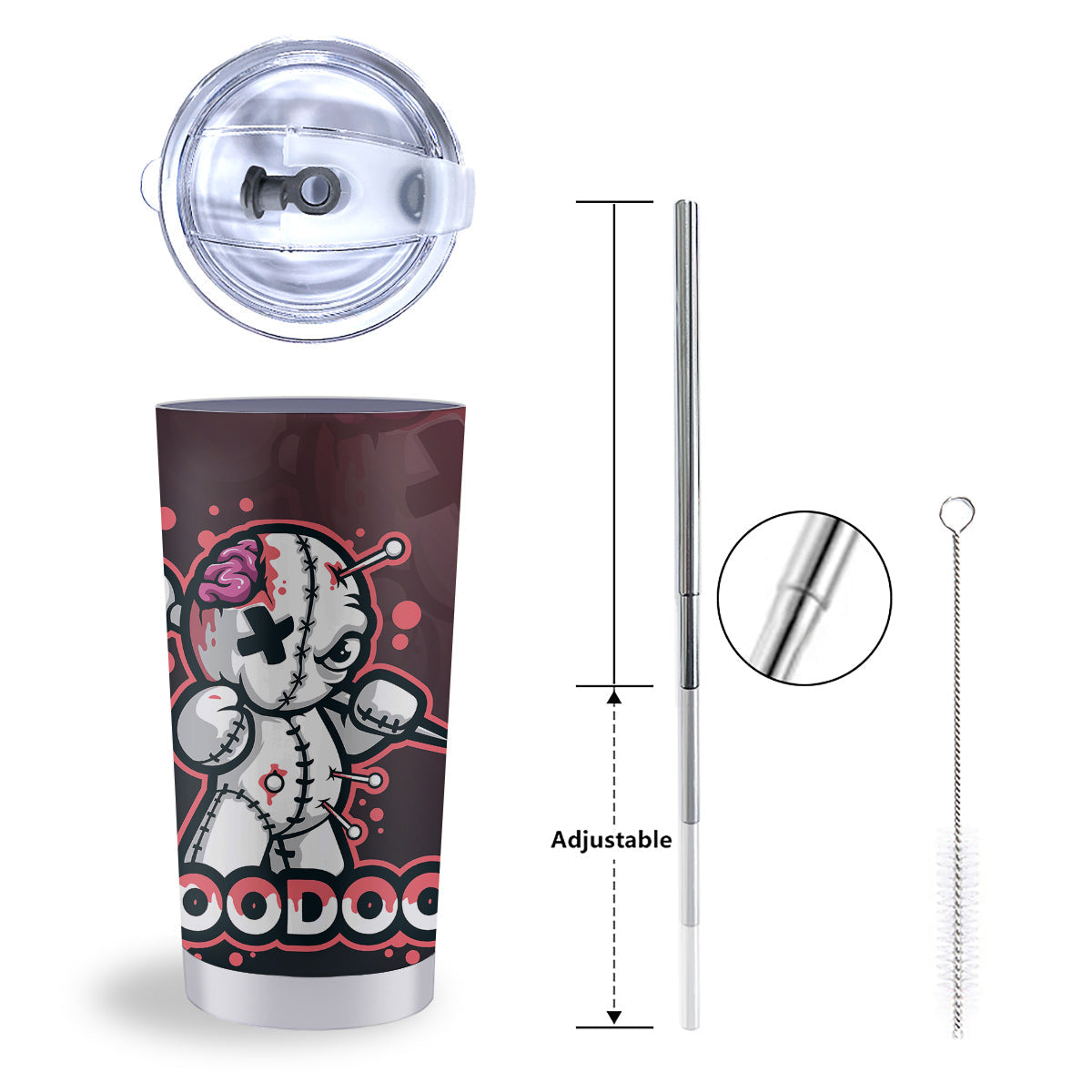 Voodoo Doll Cartoon Print Tumbler-grizzshop