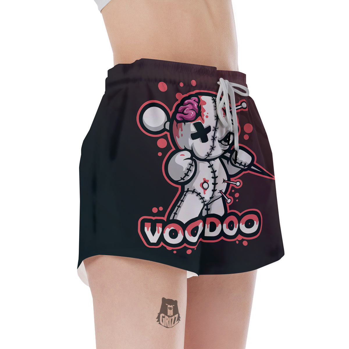 Voodoo Doll Cartoon Print Women's Shorts-grizzshop