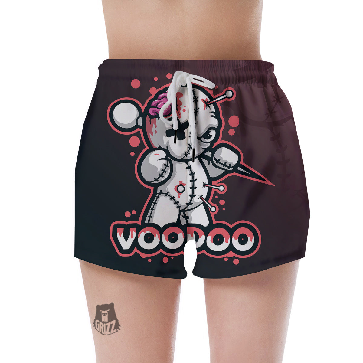 Voodoo Doll Cartoon Print Women's Shorts-grizzshop