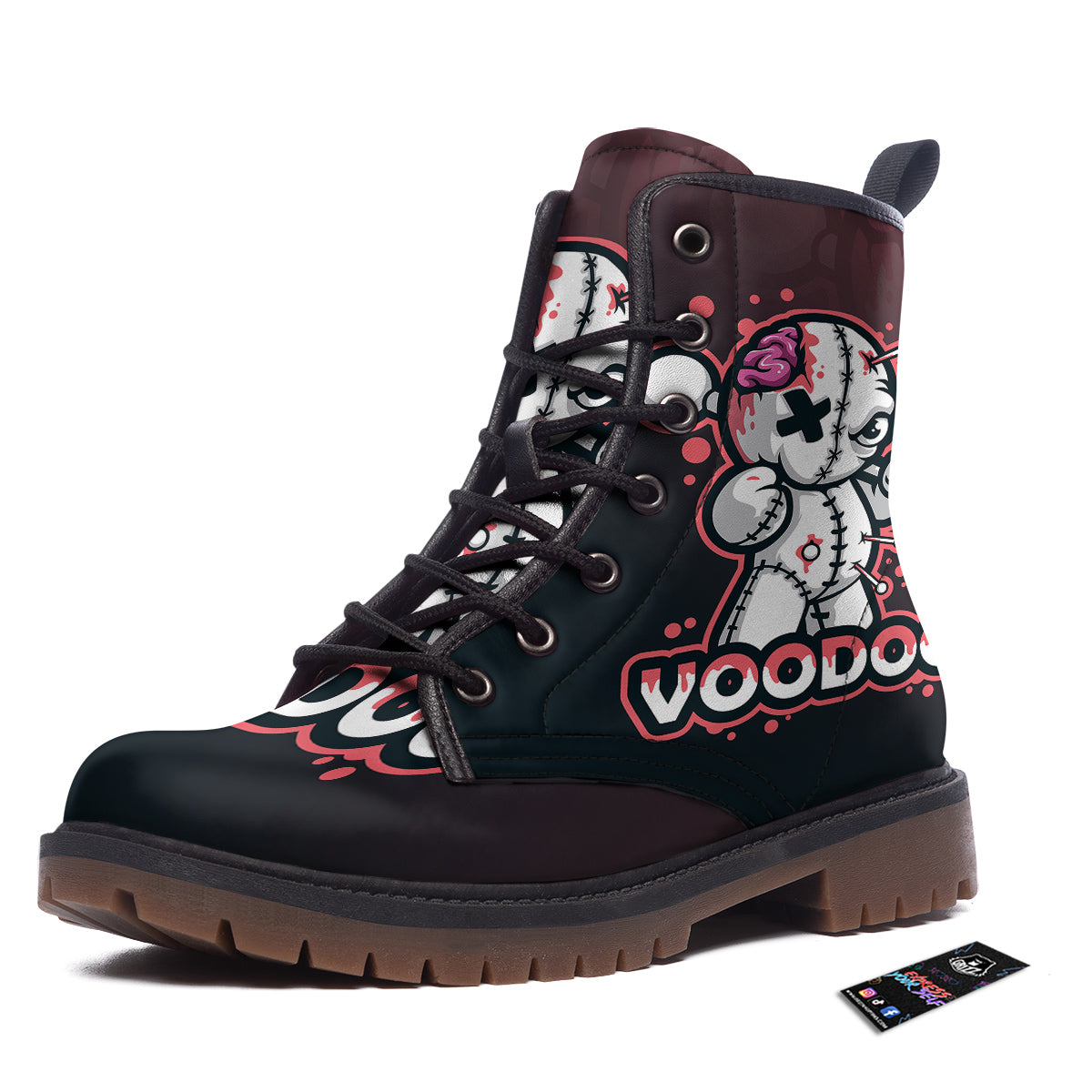 Voodoo Doll Cartoon Print Work Boots-grizzshop