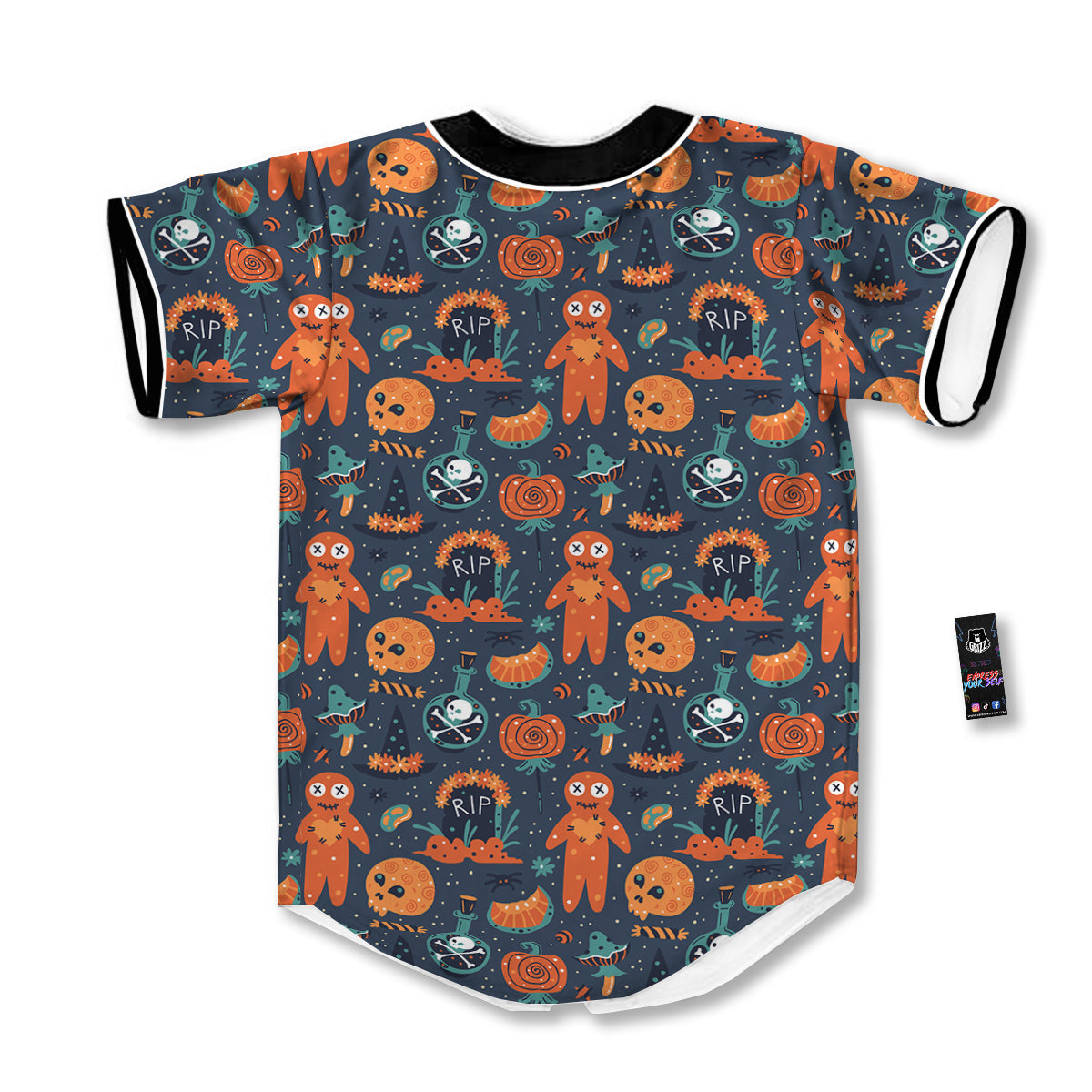 Voodoo Doll Halloween Print Pattern Baseball Jersey-grizzshop