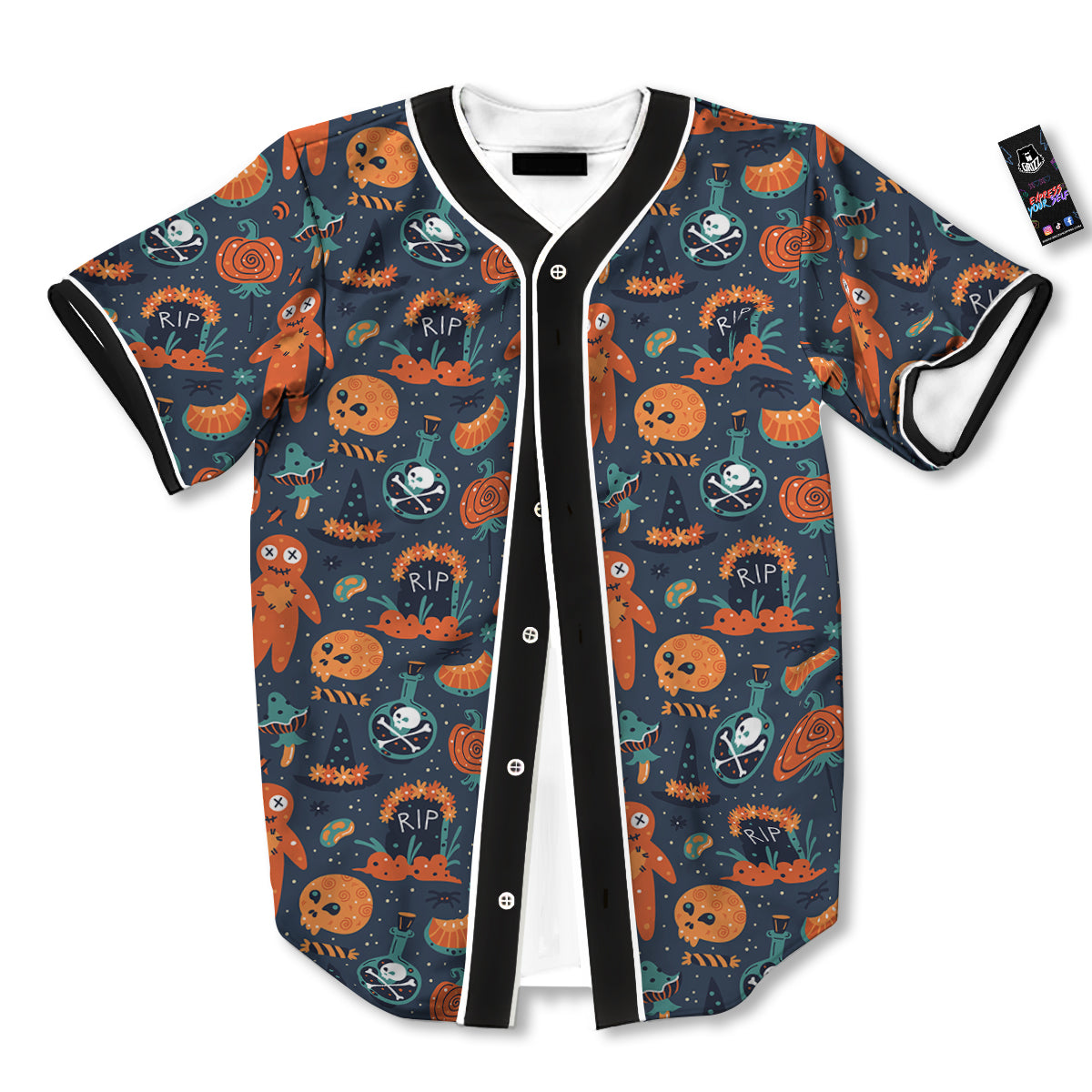 Voodoo Doll Halloween Print Pattern Baseball Jersey-grizzshop