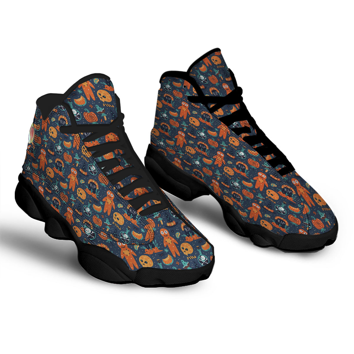 Voodoo Doll Halloween Print Pattern Black Basketball Shoes-grizzshop