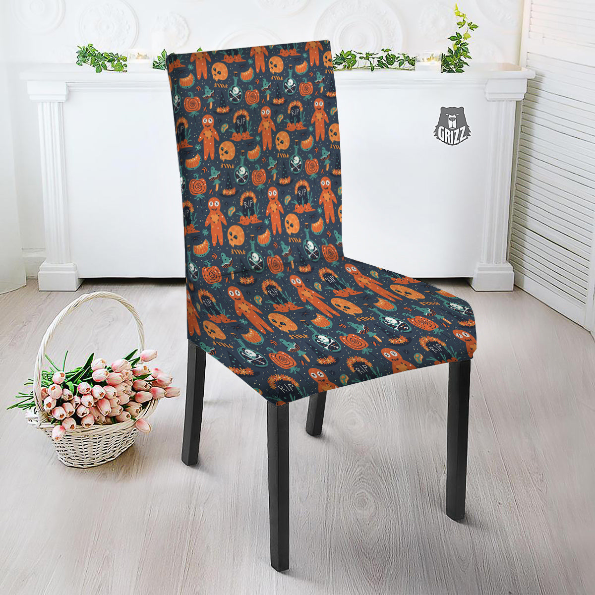 Voodoo Doll Halloween Print Pattern Dining Chair Slipcover-grizzshop