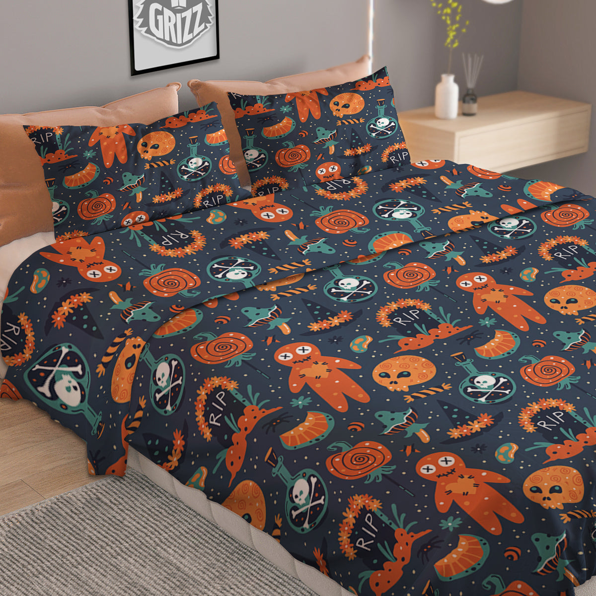 Voodoo Doll Halloween Print Pattern Duvet Cover Bedding Set
