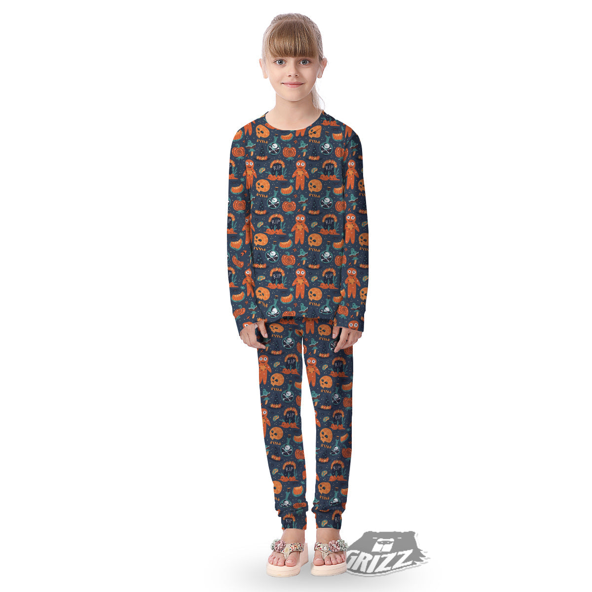 Voodoo Doll Halloween Print Pattern Kid's Pajamas-grizzshop