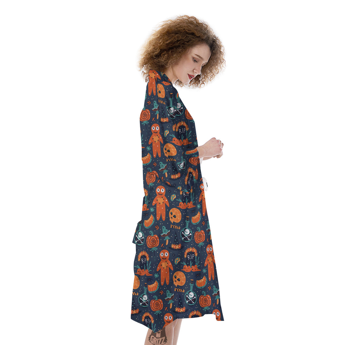 Voodoo Doll Halloween Print Pattern Kimono-grizzshop