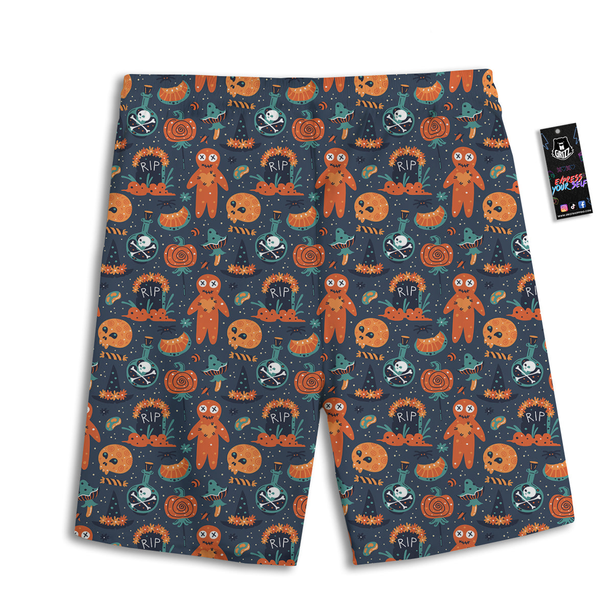 Voodoo Doll Halloween Print Pattern Men's Athletic Shorts
