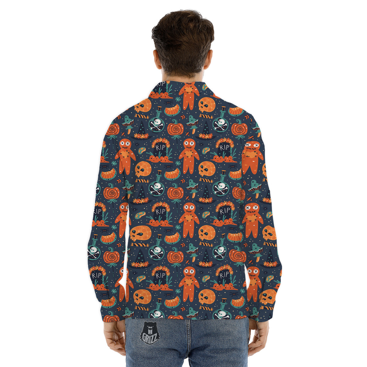 Voodoo Doll Halloween Print Pattern Men's Dress Shirts-grizzshop