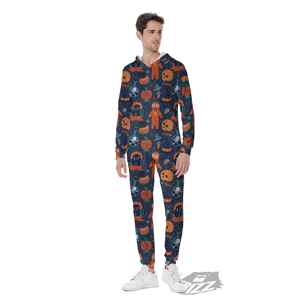 Voodoo Doll Halloween Print Pattern Men's Jumpsuit-grizzshop