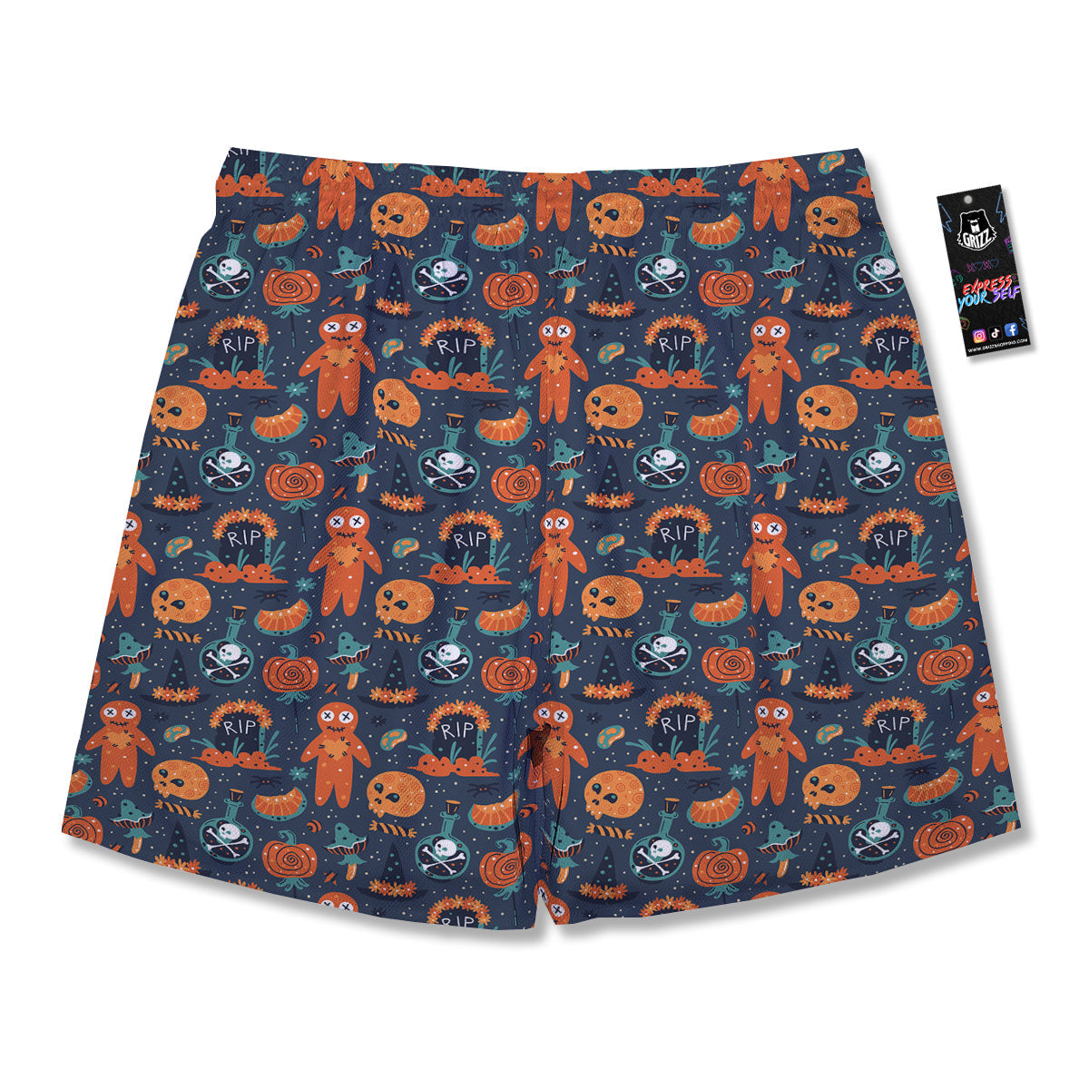 Voodoo Doll Halloween Print Pattern Men's Running Shorts-grizzshop