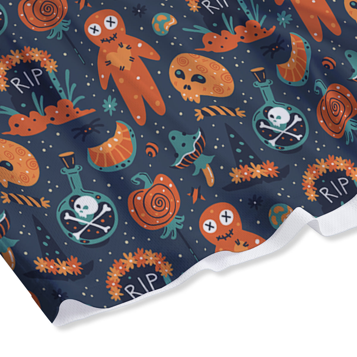 Voodoo Doll Halloween Print Pattern Mesh Shorts