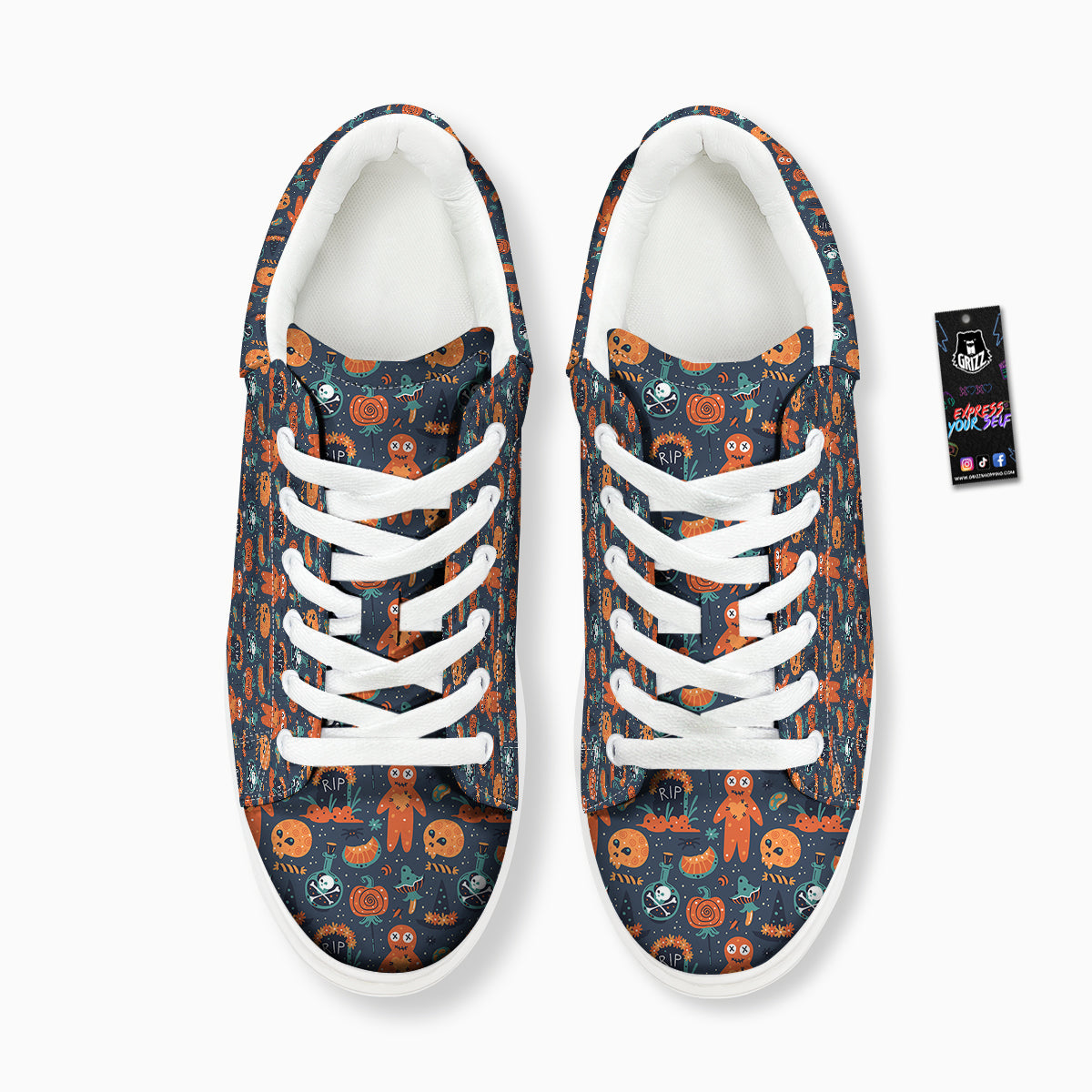 Voodoo Doll Halloween Print Pattern Platform Shoes-grizzshop