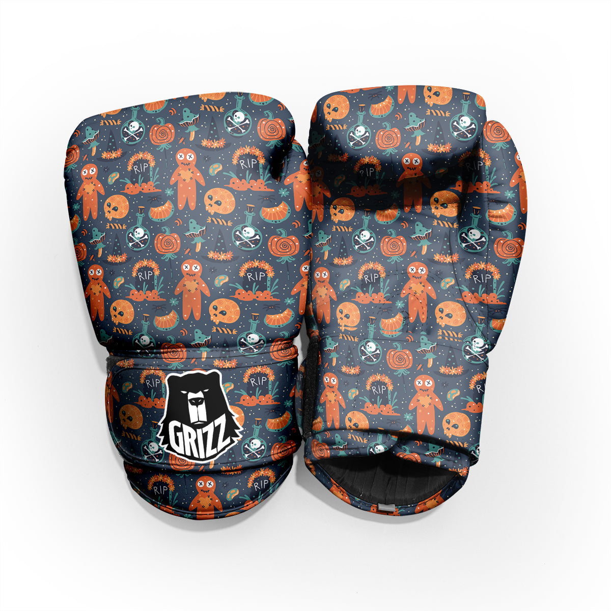 Voodoo Doll Halloween Print Pattern Pro Boxing Glove